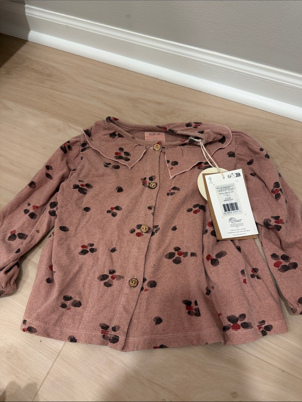 Play Up Kids Floral Button-Front Jacket - Dusty Rose